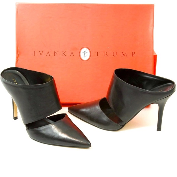 ⭐️BOGO FREE⭐️ IVANKA Trump “Kippy” black leather mules - Picture 1 of 6
